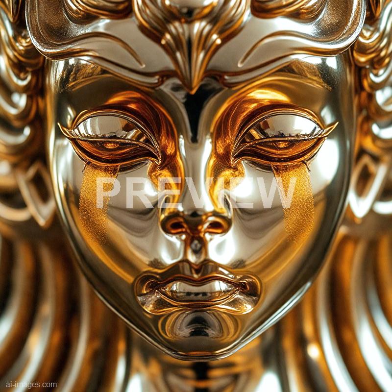 13336 - golden-tears-a-metallic-statue-reflecting-light-its-e_250705085127_00001
